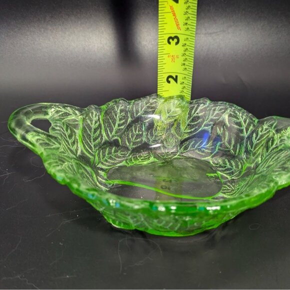 Depression Glass Green Pear Pattern Bowl Handles - Picture 7 of 14
